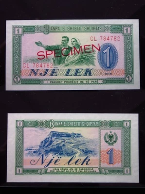 Albania 1 Lek 1976 Specimen P33s Unc 4782i0 Albanian State Bank Money - Image 1 of 3
