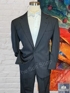Stafford Mens 46R 38x31 Gray Stripe 2 Piece Suit Worsted Wool - Picture 1 of 18