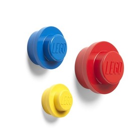 , Lego Wall Hanger Set - Decorative Playroom Utility Hooks - Yellow/Red/Blue