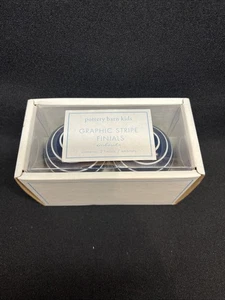 Neu Pottery Barn Kinder Grafik Streifen Zifferblätter marineblau weiß Schachtel mit 2 - Bild 1 von 3