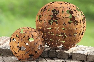 Edelrost Kugel Klee Dekoration Garten Terrasse Beet Skulptur Metall Beet Figur - Bild 1 von 1