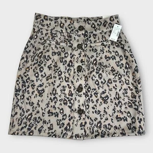 NWT Maurice’s Cheetah Print Faux Suede Button Front & Pockets Mini Skirt Size 2 - Picture 1 of 8