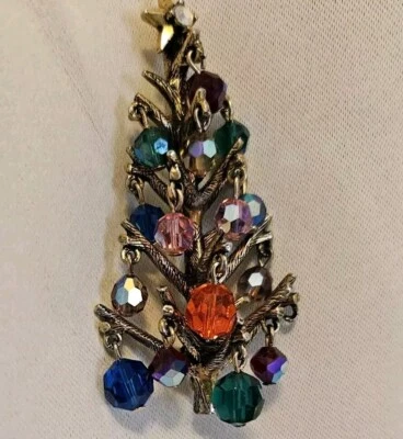 Редкий Hollycraft Рождественская елка брошь заколка AB со стразами бисер книга изделие винтажный - Изображение 1 из 4