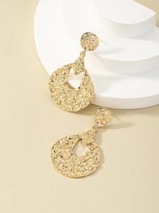 Pendientes colgantes de metal texturizado - Imagen 1 de 3