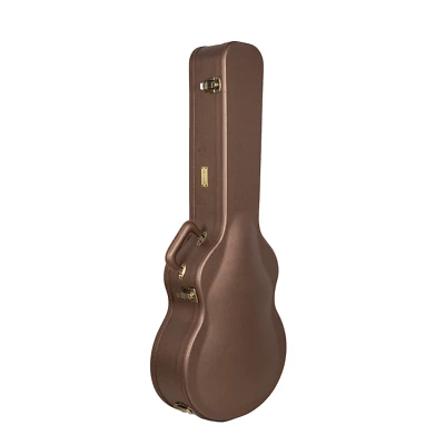 Crossrock Wooden Case-Fits OM/000-14 Fret Acoustic Guitars-Chocolate Brown - Image 1 of 4