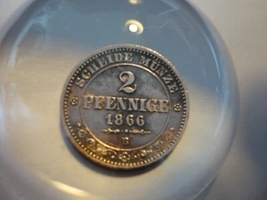 KÖNIGREICH SACHSEN * 2 Pfennig 1866 *B* RAR* in Erhaltung siehe Fotos * - Bild 1 von 2