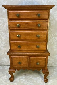 Vtg Diminutive Chest on Chest 6 Drawer Red Felt Lined Drawers Oak Mahogany & Oth - Picture 1 of 11