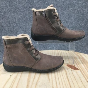 Clarks Boots Womens 10 M Cora Chai Ankle Bootie Brown Lace Up Round Toe 26154980 - Picture 1 of 16