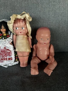 Vintage Japan Celluloid Jointed2  Baby Doll And One Souvenir Doll Italy - Picture 1 of 5