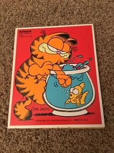 Vintage 1978 Playskool Garfield Lunch Wooden Puzzle - Picture 1 of 4