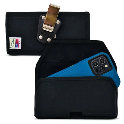 iPhone 14 13 12 & Pro Fits OTTERBOX DEFENDER Black Nylon Holster Belt Clip Case - Image 1 of 4