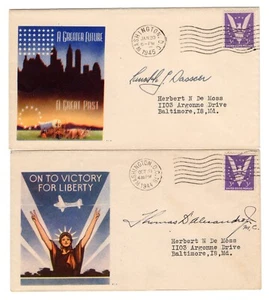 US 1944-45 7 WWII Patriotic Covers Signed by Entire Maryland Delegation - Picture 1 of 4