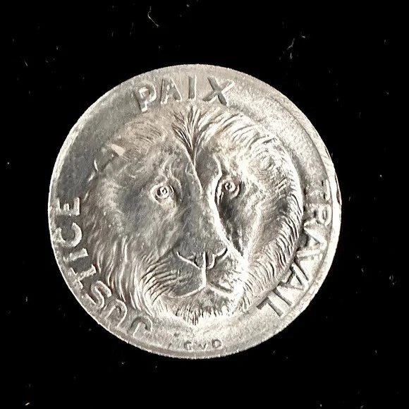 1965 African Congo 10 Francs Lion Face Aluminum Coin Brilliant UNC - Image 1 of 4