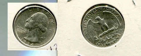 1934 P WASHINGTON SILVER QUARTER AU BU 4256R Cover