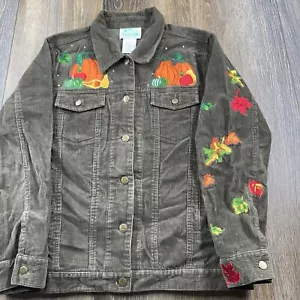 Vintage Quacker Factory Jacket Womens S Brown Corduroy Pumpkin Patch 90s Trucker - Picture 1 of 14