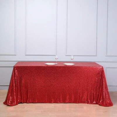 90" x 132" Sequin RECTANGULAR Tablecloth Dinner Wedding Linens Party Decorations - Image 1 of 4
