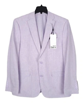 Bar III Hombre Calce Ajustado 100% Lino Traje Chaqueta Lavanda Sólido 40S Nuevo con Etiquetas Foto 1 de 4