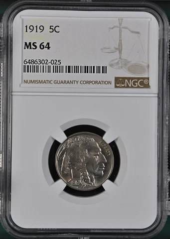 1919-P 5C INDIAN HEAD BUFFALO NICKEL NGC MS 64 LOW POP RARITY R3 HIGHEST-GRADES Cover