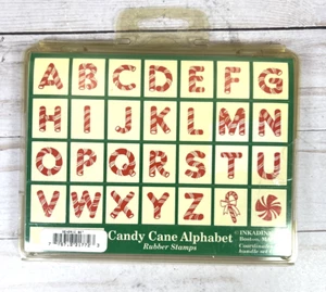 Juego de sellos de goma del alfabeto de bastón de caramelo Inkadinkado manualidades de Navidad álbum de recortes - Imagen 1 de 3