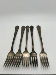 5er Set WM Rogers Mfg. Co. Extra Teller Besteck Vintage Gabeln getönt - Bild 1 von 6