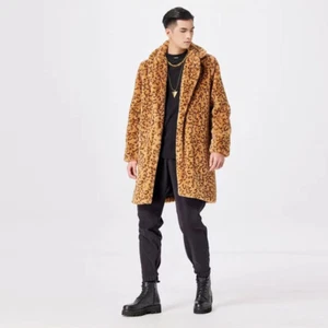Men's Casual Suit Collar Long Coat Plus Size Faux Fur Coat Thick Warm Coats - Picture 1 of 17