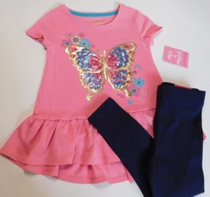 Cynthia Rowley/Isaac Mizrahi Girls Pink Blue XS/4 Butterfly Ruffle Sequin NEW - Picture 1 of 7