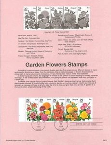 #9411 29c Estampillas de flores de jardín #2833a Página de recuerdo de USPS - Imagen 1 de 1