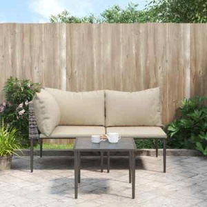 Garden Lounge Set Gray PE rattan, steel, polyester Medium Modular vidaXL - Picture 1 of 11