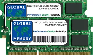 16GB (2x8GB) DDR3 1866MHz PC3-14900 204-PIN Memoria Sodimm RAM Kit Para Portátil - Imagen 1 de 1