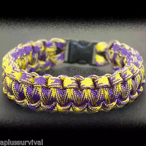 Grapevine Purple & Yellow Paracord Emergency Survival Rope Bracelet Made in USA - Picture 1 of 2
