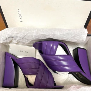 Gucci Mules Sandal Chunky heels Purple Size 40 US About10 For Women From Japan - Picture 1 of 5