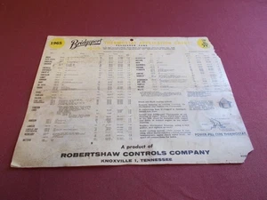 Vintage 1965 Bridgeport Robertshaw USA Thermostat Anwendungstabelle - Bild 1 von 13