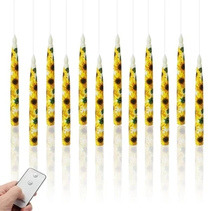 Sun Flower Flameless Floating Candles Remote 12 PCS Magic Candles Hanging - Picture 1 of 6