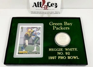 1 TROY OUNCE SILVER GREEN BAY PACKERS REGGIE WHITE COIN AND CARD 1997 PRO BOWL - Picture 1 of 2