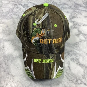 Get Reel Fishing Hat Ball Cap One Size New NWOT Camo Neon Green KYS Design - Picture 1 of 5