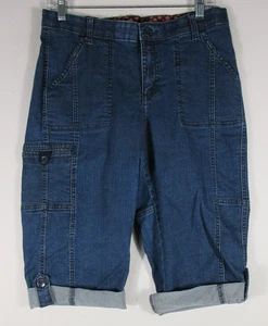 Lee Sinfully Soft Damen Cargo Denim Capri Jeans High Waist Größe 12 Mittelblau - Bild 1 von 7