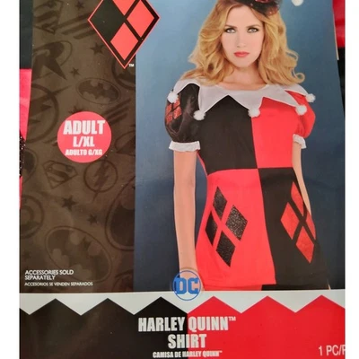Adult Women’s Harley Quinn Costume T-Shirt Black/Red XL (Up to Size 16) - Image 1 of 4
