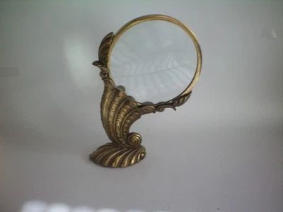 Maitland Smith Art Nouveau Standing Brass Nautilus Magnifying Glass & Label - Image 1 of 4