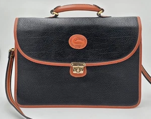 VTG Dooney & Bourke Pebbled AWL Black Briefcase Messenger Bag Pls Read - Picture 1 of 13