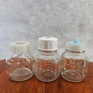 Enfamil Set of 3 Glass Baby Bottles with Measurement Markings and Lids 3oz - Picture 1 of 3