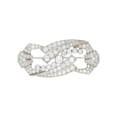 Brosche 750/000 (18 Karat) Weißgold mit Diamanten, getragen 25322763 - Bild 1 von 3