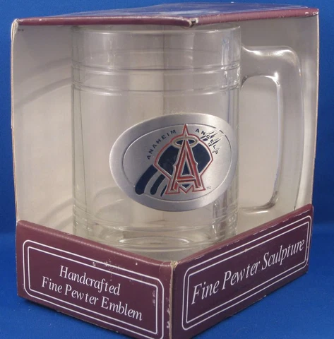 ANAHEIM ANGELS GLASS TANKARD WITH HAND CRAFTED PEWTER EMBLEM MLB NEW IN PACKAGE Cover