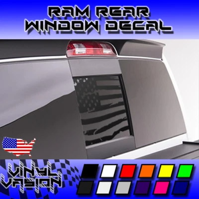 Rear Sliding Window Distressed Flag Decal For Dodge Ram 2009-2018 1500 2500 3500 Foto 1 de 3