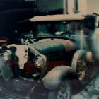 Vintage Polaroid Photo Classic Car Skull Horns Odd Lighting Found Art Snapshot