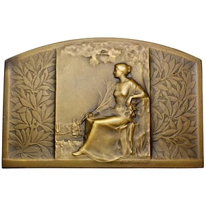 FRANKREICH Jugendstil ca. 1920 Bronze Preisschild / von Rene Baudichon - Bild 1 von 3