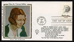 USA, SCOTT #1731, COLORANO SILK FDC COVER 1978 EDNA ST. VINCENT MILLAY, SANDBURG - Picture 1 of 3