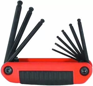 EKLIND 25919 Ergo-Fold Fold-up Ball Hex Allen wrench - 9pc set SAE 5/64 - 1/4 US - Picture 1 of 4