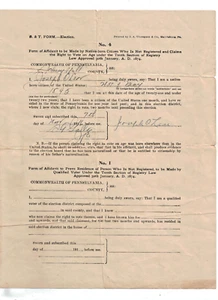 1895 S.T. Voting Election Commonwealth Of Pennsylvania Form of Affidavit - Picture 1 of 6