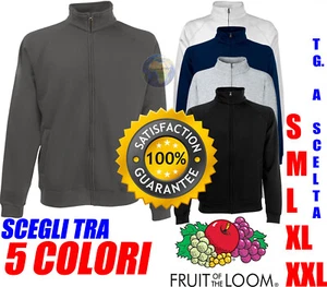 FELPA da UOMO con CERNIERA INTERA Zip FRUIT OF THE LOOM Tuta FELPATA Giacca - Imagen 1 de 8