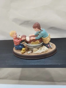 SPLISH SPLASH NORMAN  ROCKWELL’S AGE OF  WONDER COLLECTION 1990 KIDS BATHING DOG - Picture 1 of 7
